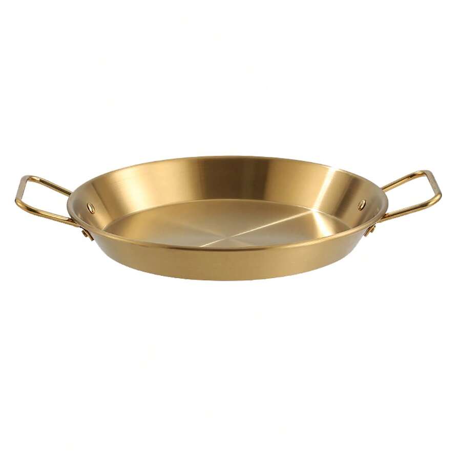 3PCS/Set  Seafood Rice Pot Frying Pan Double Ear Crayfish Plate Pan Stainless Steel Fri   22cm  24cm  26cm - Gold - View 1