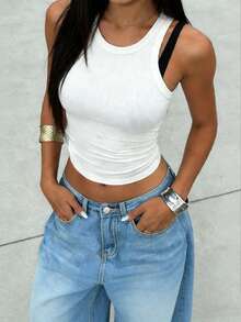 Women's Casual Denim Jeans (Couple Style - Wide Leg Pants), Spring Fashion Denim Pants Suitable For All Seasons, Oversized Charcoal Gray, High Waist, Full Length, Casual Outdoor Pants, Multi-Functional Daily Wear, Valentine's Day Essential Women's Fashion Jeans Single Item Gift, Suitable For Family Leisure, Slimming For Teenagers To Adults, Minimalist Design, Durable Jeans - 藍色*升級旗艦款 - 查看 6