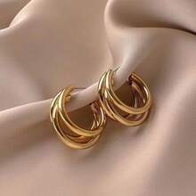 10pcs Fashionable Luxury Geometric Metal Earrings Set For Women, Suitable For Daily Matching, Gifts For Friends, Parties, Gatherings (Random Assorted) - Gold - View 4