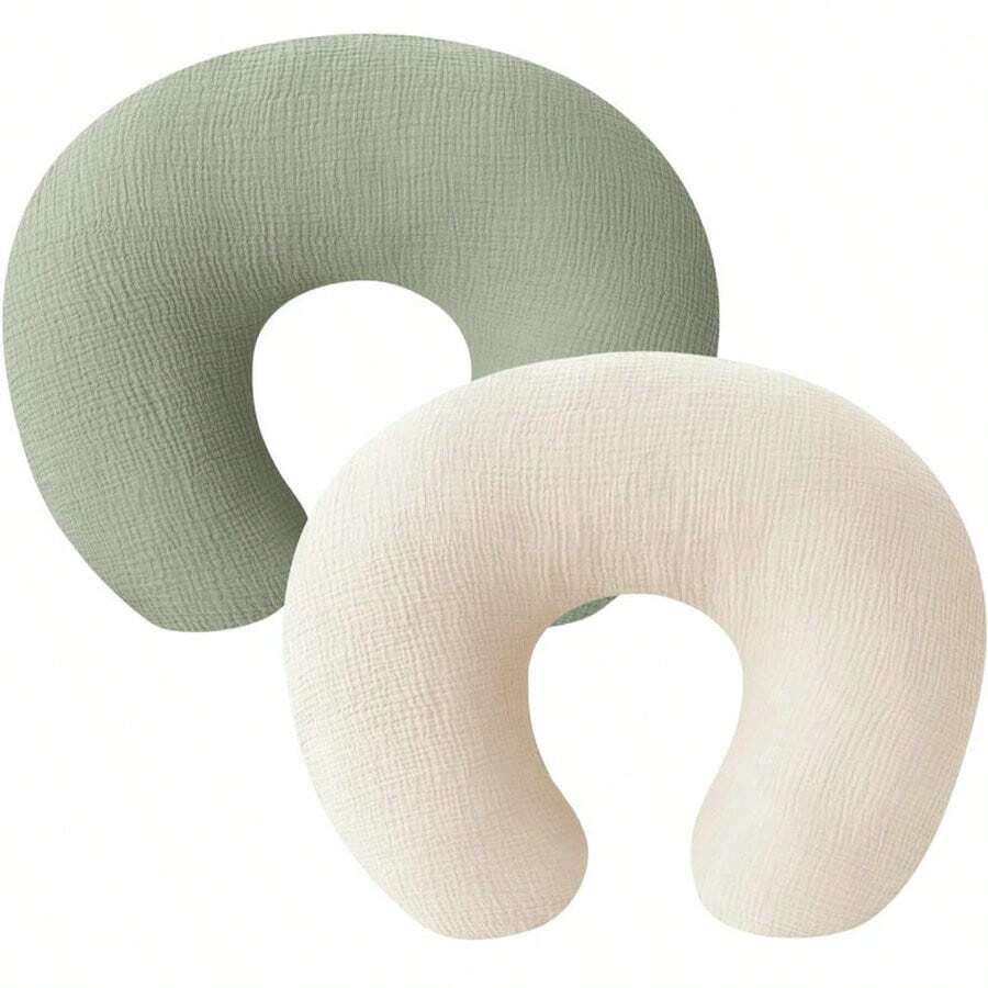 2pcs Nursing Pillow Covers, Soft Cotton Muslin Material, Suitable For Nursing Pillow, Newborn Feeding Pillow - Multicolor - View 1
