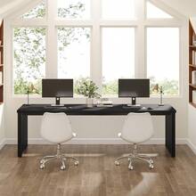 LITTLE TREE 180 Cm Computer Desk, Desk With Heavy Duty Metal Frame, Workstation Study Desk For Home Office, Brown (Without Chair) - Black - View 6