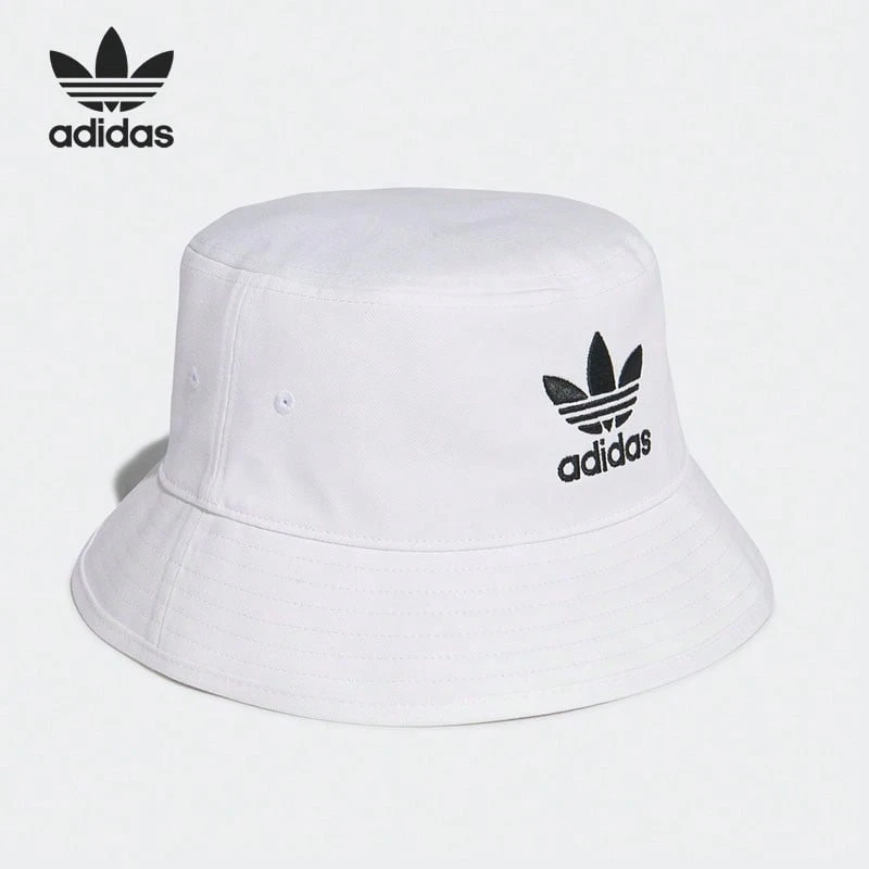 Adidas Originals Trefoil Bucket Hat, Unisex Retro Sun Hat, Versatile Streetwear Sports Cap - White - View 1