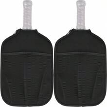 2 piezas Bolsa para raqueta de pickleball con bolsillo para red, apertura con cremallera que se ajusta a la mayoría de raquetas de pickleball - Negro - Ver 8