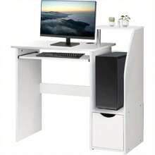 Computer Desk, Home Office Desk With Sliding Keyboard Tray And Storage Drawer, 98 Cm Gaming Desk, Study Writing Versatile Desk, 98x85x40cm - Oak - View 9