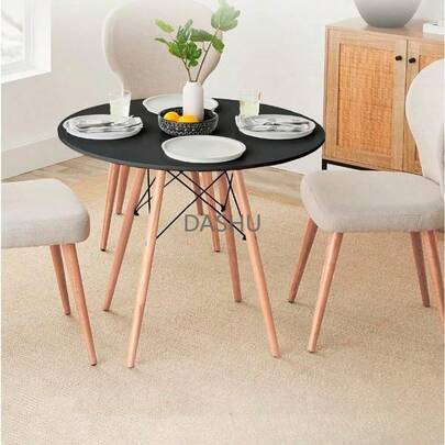 60*60CM Black Eames-Style Round Dining Table – Laminated Top, Breakfast Nook & Console Table for 2-3 People, Perfect for Home & Office Use,Home Dining Area, Breakfast Nook, Office Workstation, Small Apartment Space,Stylish (Eames-Style), Compact, Versatile, Space-Saving