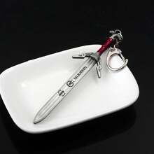 1 pieza Llavero de espada de plata de 12 cm, periféricos del juego The Witcher Wild Hunt, modelo de arma de cabeza de lobo medieval de metal como regalo de artesanía - Multicolor - Ver 4