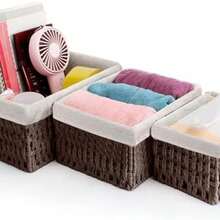 Canastas Organizadoras,3 Piezas Juego de cestas organizadoras,Cestas tejidas a mano para almacenamiento y bao,para el hogar, el dormitorio y el Bao,Diseo Decorativo para Hogar (Caf B) - café b - Ver 2
