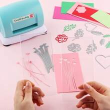 1 Set Embossing Machine, Combine With Different Floral Templates To Cut Out Various Patterns On Cardboard/Blue Die Cutting Machine/Purple Manual Embossing Machine With Embossing Plate/Manual Embossing Paper Craft Machine, Cutting Templates DIY Handicraft Creative Puzzle Toy Embosser, Pink Die Cutting Machine & 1pc Die Cutting Machine With 2pcs Cutting Pads, Craft Embossing Machine