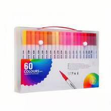 60 Colors Watercolor Marker Pen Set, Sketch Pens, Double-Ended Fineliner Pens, Student Art Supplies - Multicolor - View 8