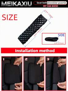 MEIKAXIU 1pc/2pcs PU Leather 3D Diamond Grid Car Seat Belt Shoulder Pads, Auto Interior Accessories - Bubble Checkered PU Leather - View 3