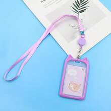1pc Creative Little Cat Student Campus Card Holder Retractable Bus Card Holder Lanyard Meal Card Access Card ID Card Holder - Mèo con màu xám - Xem 10
