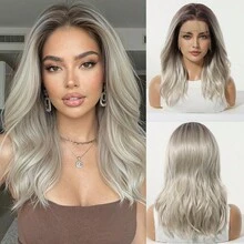 长款波浪铜棕色13x4高清蕾丝前假发 - 无胶高清蕾丝，预拔发际线，耐热合成纤维，适合日常及派对佩戴，16英寸 - 彩色 - 查看 13