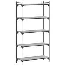 biblioteca vidaXL a 5 ebenex sonoma gris 80x30x154 cm - Gris - Ver 2