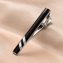 4 件套简约金色、黑色、银色拉丝铜合金领带夹，男士商务正装衬衫及西装配饰