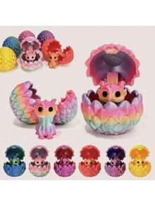 3D打印龙蛋套装，包含一只迷你可爱小龙、惊喜3D打印动物套装、色彩鲜艳的蛋形装饰品，创意桌面及房间装饰，趣味收藏品，是复活节和新年派对的理想礼物，也是馈赠亲朋好友的绝佳选择——无需电源 - 彩色 - 查看 1