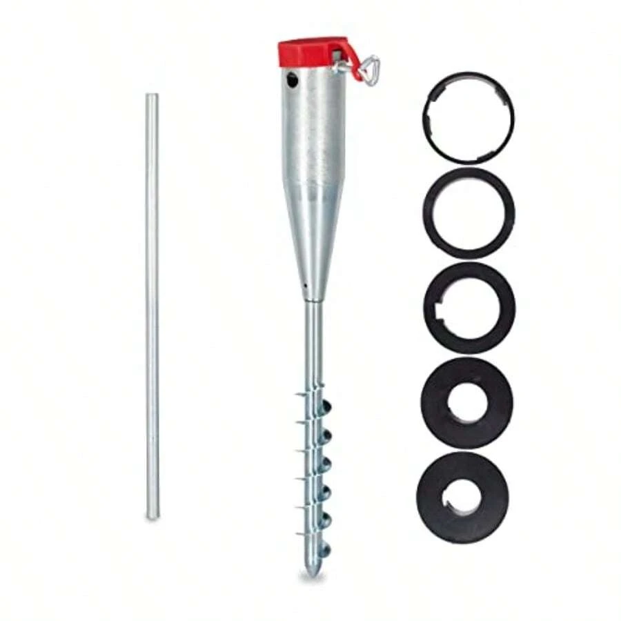 Parasol Ground Anchor Screw-In Adaptor 25-55 Mm Umbrella Holder Screw-In Spike Galvanized Steel Silver - Silver - View 1