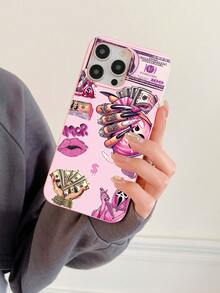 1 美元粉色 Y2K 金钱与嘴唇图案手机壳，防震 TPU 保护套，个性可爱，日常及生日礼物之选，兼容 11/13 Pro Max/15/17/17 Pro Max 和 Galaxy S24 Ultra/S26 Ultra - 粉色 - 查看 8