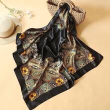 35" Large Satin Head Scarf For Women Silk Hair Scarf Solid Color Hair Bandana For Night Hair Wrap Sleeping - 焦糖色 - 查看 6