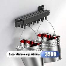 Tendedero de ParedEstante de Ropa Retractil para Ahorro de Espacio Capacidad de Carga 35KG Con 18 Ganchos y 1 Barra Ángulo Ajustable 360° Tendedero Plegable para Ropa para Balcón Interior y Exterior - Negro33 - Ver 3