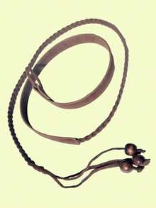 1pc Woven Waist Belt, Knotted Waist Belt Accessory With Tassel, Fashion Versatile Dress Belt, Decorative Waist Chain PU Leather - Brown - View 4