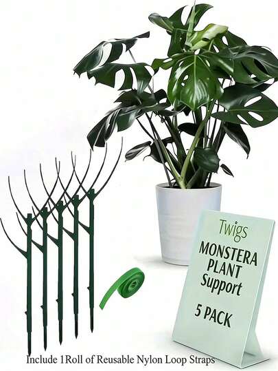 5/1 Packs, Garden Plant Support Stakes, Stackable Plastic Plant Support Rings, 1 Roll Of Self-Adhesive Ties, Adjustable Plant Support Stakes, Leaf Guard Stakes, Orchid Support Stakes, Suitable For Climbing Plants, Moss, Indoor And Outdoor Potted Flowers