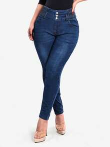 This New Elegant Women's Is Casual And Suitable For All Seasons. Simple And Stylish, It Can Be Worn Casually Or As An Everyday Piece. Made From Stretch Denim Fabric Jeans, It's A Hot-Selling Item During Valentine's Day And New Year's. - Blue - View 4