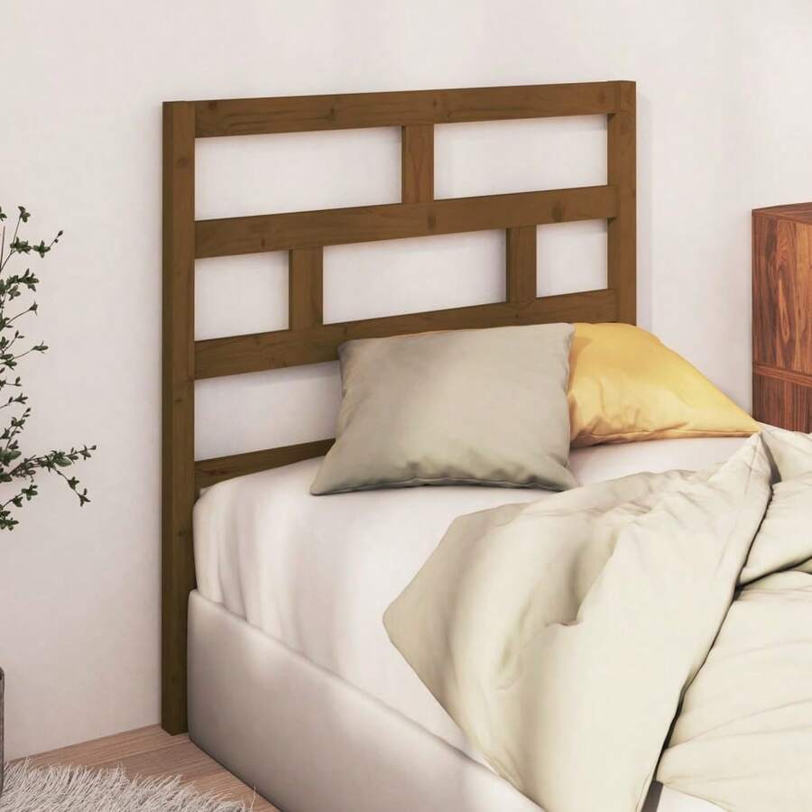 vidaXL Tête de lit Marron miel 96x4x100 cm Bois massif de pin - Tabac - Voir 1
