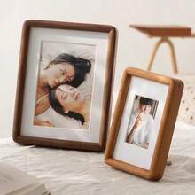 1pc Premium Mortise And Tenon Structure Wooden Photo Frame, Desktop Frame, Creative Wooden Frame, Birthday Or Graduation Gift - Teak - View 3
