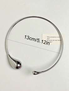 1件液态熔岩水滴金属质感颈链，几何扭曲设计，适合派对、送礼、日常佩戴、工作场合。 - 銀色 - 查看 3