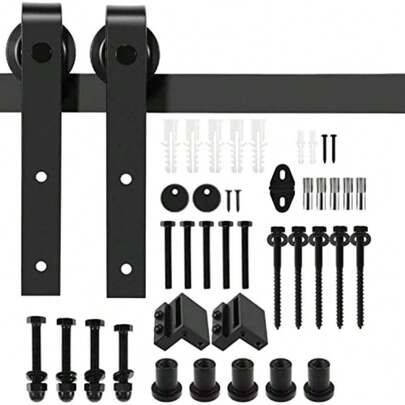 6 FT Black Barn Door Hardware Kit Dulcii Heavy Duty Steel Slide Sliding Track Rail Hanger Roller 183cm Roller Door Hardware