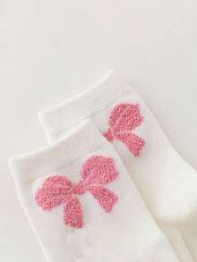 5双装女童夏季纯色可爱INS风中筒袜，图案多样，包括蝴蝶结、兔子、小猫、小狗、波点、条纹等，韩版中筒袜，透气弹力袜口，透气性好，是夏季时尚之选，适合女孩穿着、送礼、玩耍、情人节，可搭配公主裙 - 彩色 - 查看 4