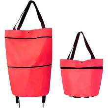 1 folding and portable shopping cart, suitable for both men and women in supermarkets. Available in 5 colors: blue, red, orange, black, and green. A portable and foldable shopping bag with wheels, reusable, waterproof, stain-resistant, durable, perfect for supermarket shopping and travel. - Multicolor - Ver 14