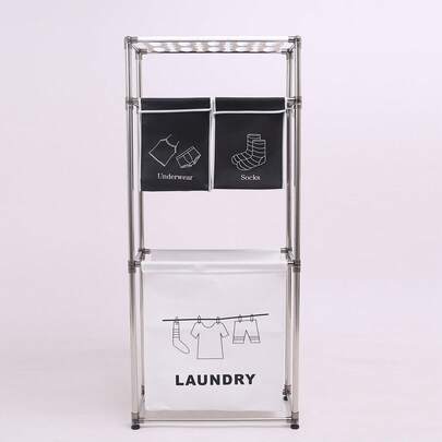 Double-Layer Large-Capacity Laundry Basket For Easy Storage Of Family Clothes, With Categorized Storage Boxes