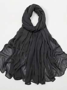 1pc Women's Solid Color Lightweight Elastic Pleated Headscarf, Fashionable Scarf, Soft & Casual Hijab, Beach Towel - A - View 21