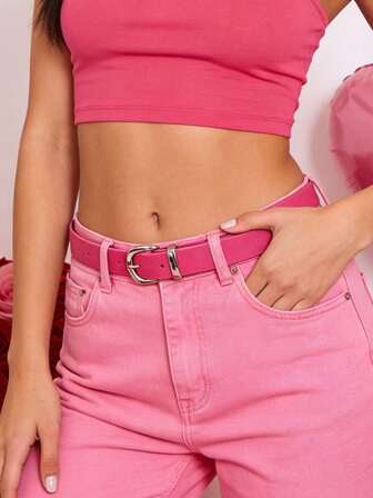 1 pezzo Cintura classica rosa da donna, cintura elegante e alla moda di colore unito, adatta per abiti, pantaloni, abbigliamento casual, adatta per feste, uscite casual, appuntamenti, vacanze, shopping, festival musicali, regalo di San Valentino