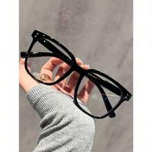 3pc  Glasses - Fashion Square Fake Eyeglasses, Face-Flattering,Anti Ray Computer Gaming Glasses, Blue Blockers Glasses For Women/Men,Daily Versatile School Style - 黑+白+灰 - 查看 2