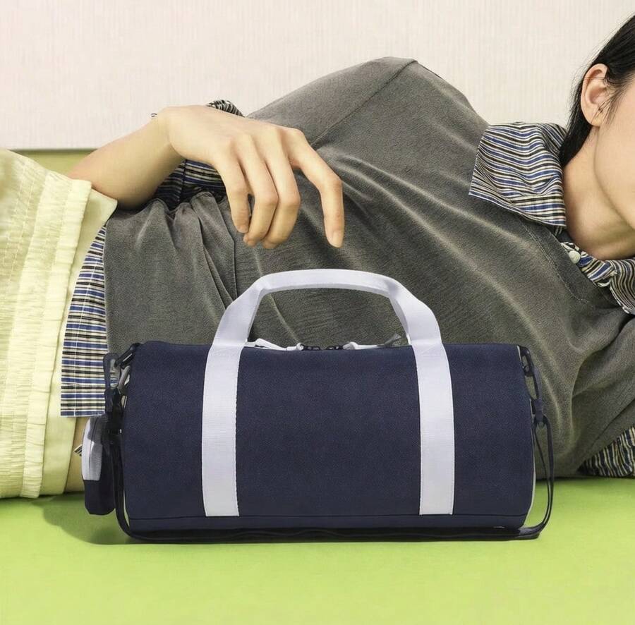 adidas 拉鍊開合可拆式調整肩帶 單肩斜背手提包 女款 藍色 - 藍白色 - 查看 1