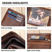 Genuine Leather RFID Anti-Theft Brush Wallet Top Layer Cowhide High-End Business Wallet Classic Fashion Multi Slot Wallet Fall Men's For Man Wallet Christmas Gifts Gift Thanksgiving Vintage Gifts For Men Wallet Purse Wallet Small Wallet Men Wallet Leather - 咖啡 - 查看 9