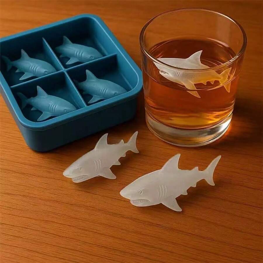 1pc Shark Silicone Ice Mold, Quick Freeze Easy Release Ice Cube Tray, Simple Demold And Easy Clean - Multicolor - View 1