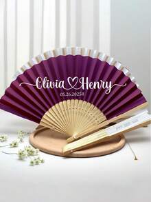 Personalized Folding Fan, Bridesmaid Gift, Wedding Fan, Guest Fan, Baby Shower Gift, Birthday Gift, Commemorative Gift - Multicolor - View 6