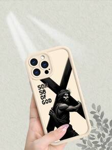 Christian Jesus Carrying Cross Print Phone Case, Son Of God Design, Thickened Shockproof Scratch - Resistant Frosted Comfortable Cover For IPhone 17, 16, 15, 14, 13, 12, 11, 7, X Series - 白色 - 查看 6