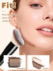 MAANGE 1支/2支/3支装专业面部轮廓刷、遮瑕刷、化妆刷、化妆工具，适合旅行、日常妆容使用，新手友好型无缝上妆化妆刷，亲肤化妆工具旅行刷套装，送给女性和女孩的礼物，送给朋友的化妆配件礼物 - 黑色 - 查看 10