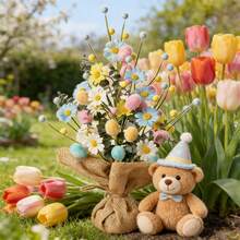 Plantas artificiales, huevos de Pascua realistas, plantas falsas, decoración de interiores, regalo para la ventana del porche. - Amarillo - Ver 4