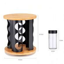 Rotating Multi-Layer Spice Jars Set, Multifunctional Seasoning Rack, Rotating Spice Boxes, Rotating Storage Rack Condiment Bottles, Spice Jars Combo Set, Rotating Spice Bottle Rack, 12/16/20PCS Kitchen Spice Jars 3-Tier/4-Tier/5-Tier Combo Set - Wooden Base - View 6