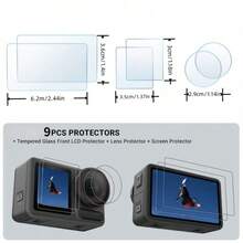 9片装（3片主屏幕保护膜+3片副屏幕保护膜+3片镜头膜），适用于Osmo Action 3/4系列，钢化玻璃材质，9H硬度，防刮花，无气泡，相机配件，屏幕保护膜 - 9pcs - 查看 5