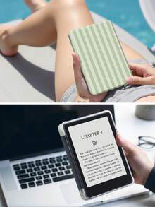 彩色条纹保护套，适用于6英寸Kindle第11代（2022年和2024年发布）、Kindle Paperwhite第12代（2024年发布） - 超薄透明TPU后盖，支持自动唤醒/睡眠，可定制 - 适合日常使用和节日送礼 - 粉色 - 查看 8