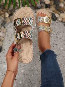 Women's Buckle EVA Beach Holiday Flat Sandals - Multicolor - View 1