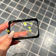 Cute Black Cat Element Lens Protection Film Soft And Cute Little Black Cat (With Heart Details), Green Apples, Cat Paw Prints, Etc., Combined With Bow Ties And Star-Dotted Pattern Stickers + Camera Lens Protection Cover Are Compatible With Apple 17 Pro/17 Pro Max Series. Camera Lens Protection Film Is Suitable For Daily Protection, Office Use, And Home Use Gift Spring - Clear - View 3