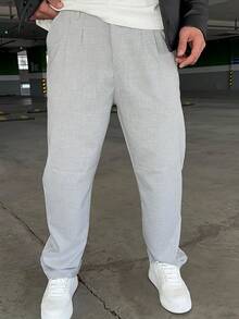 Men's Solid Color Pocket Casual Versatile Commuting Suit Pants - Grey - View 1