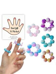 5pcs Sensory Fidget Rings - Designed To Relieve Anxiety And Stress. Adjustable Rings, Multi-Color Gradient. Suitable For Adults, Finger Massager - Different Textured Spiky Beads Stress Relief Rings, Suitable For Home, Outdoor, School, Office, Travel And Other Scenarios - Great Gift For Various Occasions - Multicolor - View 8